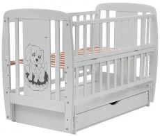 Детская кроватка Babyroom Dog маятник, ящик, откидной бок DSMYO-3  бук grey